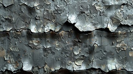   A tight shot of silvers-painted wood with peeling paint edges