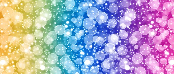   A multicolored background featuring a rainbow bubble design and scattered white dots on separate sections of blue, pink, green, yellow, purple, and white backdrops