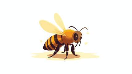 Honey bee 2d flat cartoon vactor illustration isolated