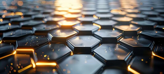 Obraz premium Hexagonal abstract background. metal background with light. 3d. generative ai