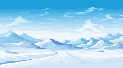 Horizontal snowy landscape shot of xinjiang highway