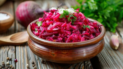 Dishes of Ukrainian cuisine: Tzvikli is a spicy beetroot salad, which is made from finely chopped beets.