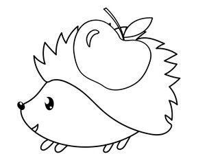 Coloring Page For The Little Ones Features A Hedgehog Carrying An Apple
