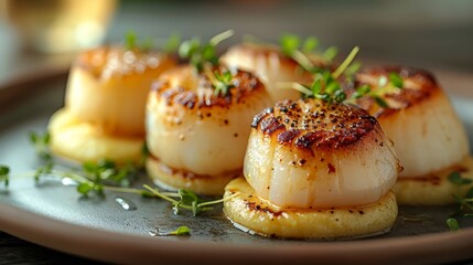   A scallop-laden plate, generously sauced, and garnished with a parsley sprig