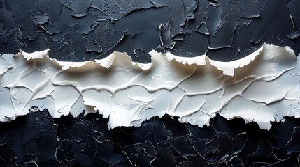   A close-up of a black and white wall with peeling paint on its sides