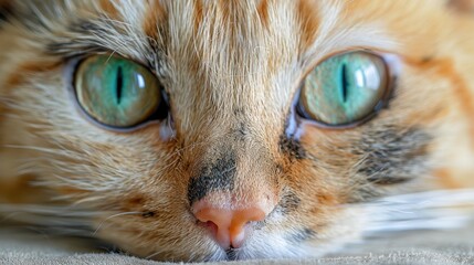  green eyes and lengthy whiskers embedded in its fur - obrazy, fototapety, plakaty