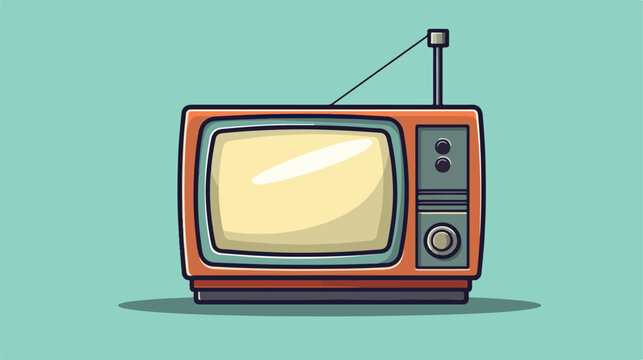 Icon of the old television with antenna 2d flat cartoon