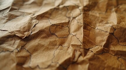   A tight shot of brown paper featuring a single black line bisecting its surface