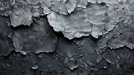   A close-up of a black and white wall with peeling paint on its sides