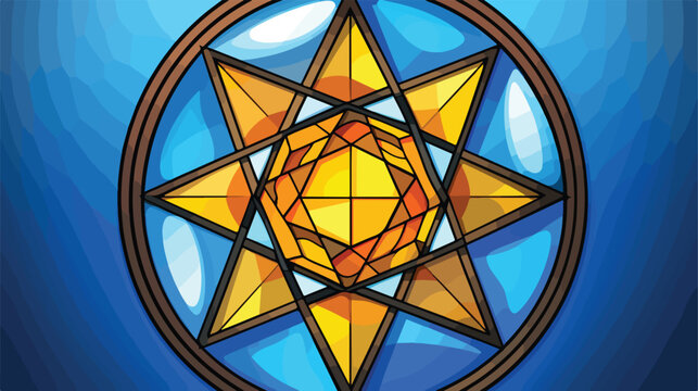 Illustration in stained glass style sixpointed sta