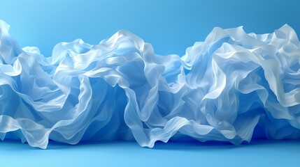   A crisp, blue backdrop holds a wave of pristine white fabric Text or image space available