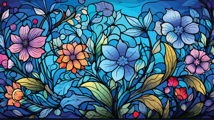 Illustration in stained glass style with abstract f