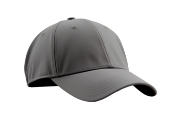 Sleek Minimalist Grey Baseball Cap on White. On White or PNG Transparent Background.