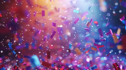 A lively celebration with colorful confetti, creating a vibrant and festive atmosphere.