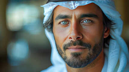 Portrait of a middle eastern man with traditional arabian clothes