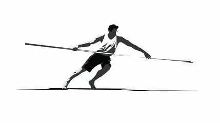 Illustration of a pole vaulter. black and white dra - obrazy, fototapety, plakaty