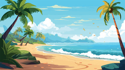 Fototapeta na wymiar Illustration of beach 2d flat cartoon vactor illustration