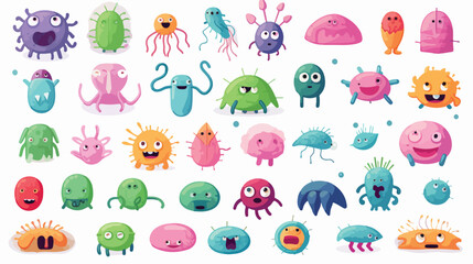 Illustration of multicolored and diverse microbes