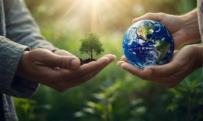 celebration of earth day or arbor day around the world, save the planet through planting and watering, arbor or earth day banner
