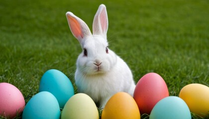 Easter holiday background wallpaper, bunny, colourful eggs pattern, coloured egg, banner design, card poster