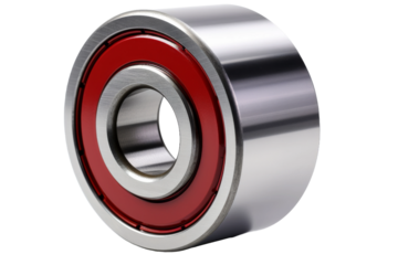 The Crimson Hoop: A Ball Bearing Unit in Vibrant Red. On White or PNG Transparent Background.