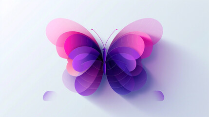 Vibrant fuchsia gradient, butterfly abstraction on white.