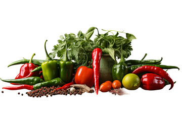 Diverse Array of Fresh Vegetables Vibrantly Displayed on White Background. On White or PNG Transparent Background.
