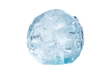 Glacial Elegance: Majestic Ice Ball on White. On White or PNG Transparent Background.