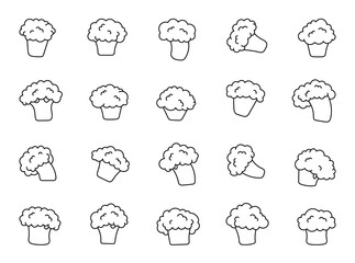 Broccoli vegetables. Coloring Page. Healthy food. Hand drawn style. Vector drawing. Collection of design elements.