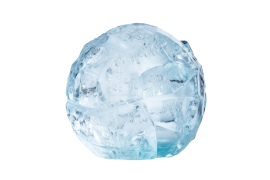 Glacial Elegance: Majestic Ice Ball on White. On White or PNG Transparent Background.