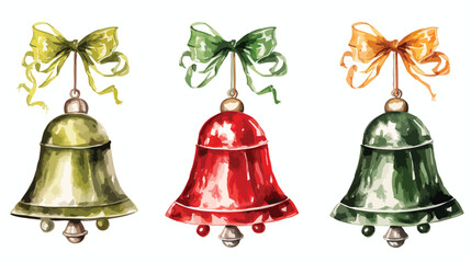 Isolated red green silver and gold ink Christmas be - obrazy, fototapety, plakaty