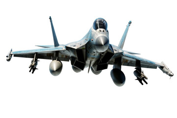 Fototapeta premium Modern fighter jet aircraft illustration, military combat airplane with missiles and cockpit detail, aviation defense concept PNG isolated on Transparent Background