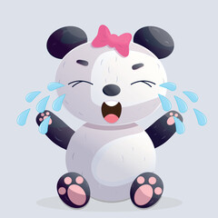 Cute cartoon illustration of a crying panda