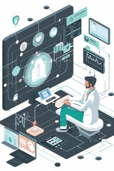 Personalized treatment plans and remote monitoring: Visuals representing the potential of precision health and digital therapeutics - obrazy, fototapety, plakaty