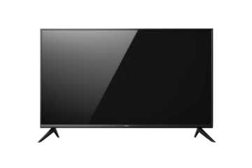 Ethereal Glow: A Modern Flat Screen TV Illuminates a White Space. On White or PNG Transparent Background.