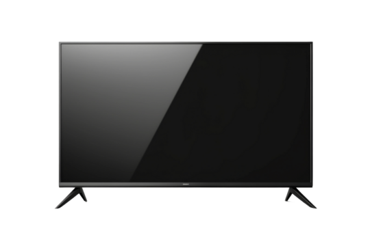 Ethereal Glow: A Modern Flat Screen TV Illuminates a White Space. On White or PNG Transparent Background.