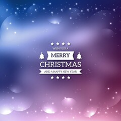 Fototapeta na wymiar Blue Blurred Christmas Background