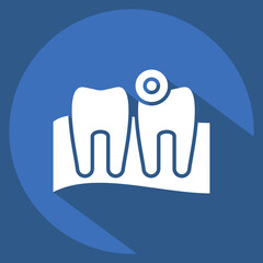 Icon Toothache. related to Body Ache symbol. long shadow style. simple design editable. simple illustration