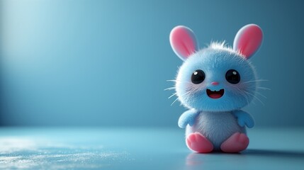 A 3D sticker of a cute cartoon character, placed on a solid blue background, adding a playful and...