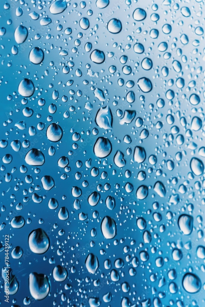 Poster close-up of water droplets on a window. perfect for weather or nature concepts