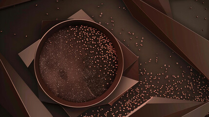Espresso and mocha vector design, geometric with circular coffee bean-like particles.