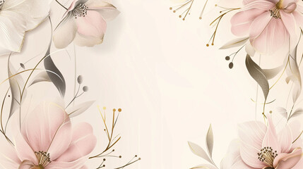 Contemporary blush florals and gold metallics on ivory for a romantic edge.
