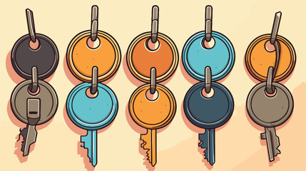 Keys on a circle 2d flat cartoon vactor illustration