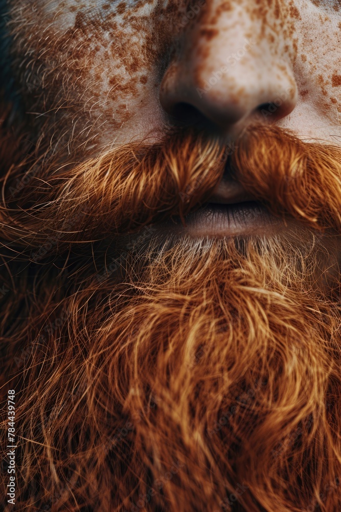Poster A detailed view of a man with a beard, suitable for various projects