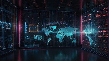 world map holographic display
