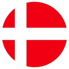 National Flag of Denmark. Denmark flag circle shape button vector illustration. Round shaped vector icon best for mobile apps, UI and web design.