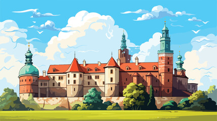 Fototapeta na wymiar Krakow Castle of Wawel is one of the main travel