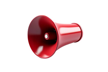 The Scarlet Scream: A Red Megaphone Barks on a Blank Canvas. On White or PNG Transparent Background.