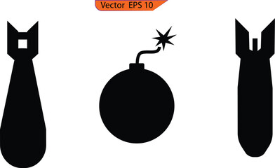 Cartoon bomb illustration. Bomb explosive device flat icon for games and websites. 