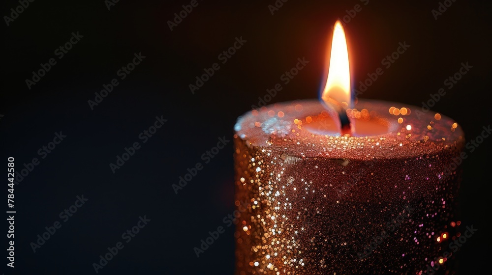 Aufkleber A glowing candle illuminating a dark table. Perfect for adding warmth and light to any design project